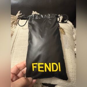 Fendi Black and Yellow Drawstring Pouch